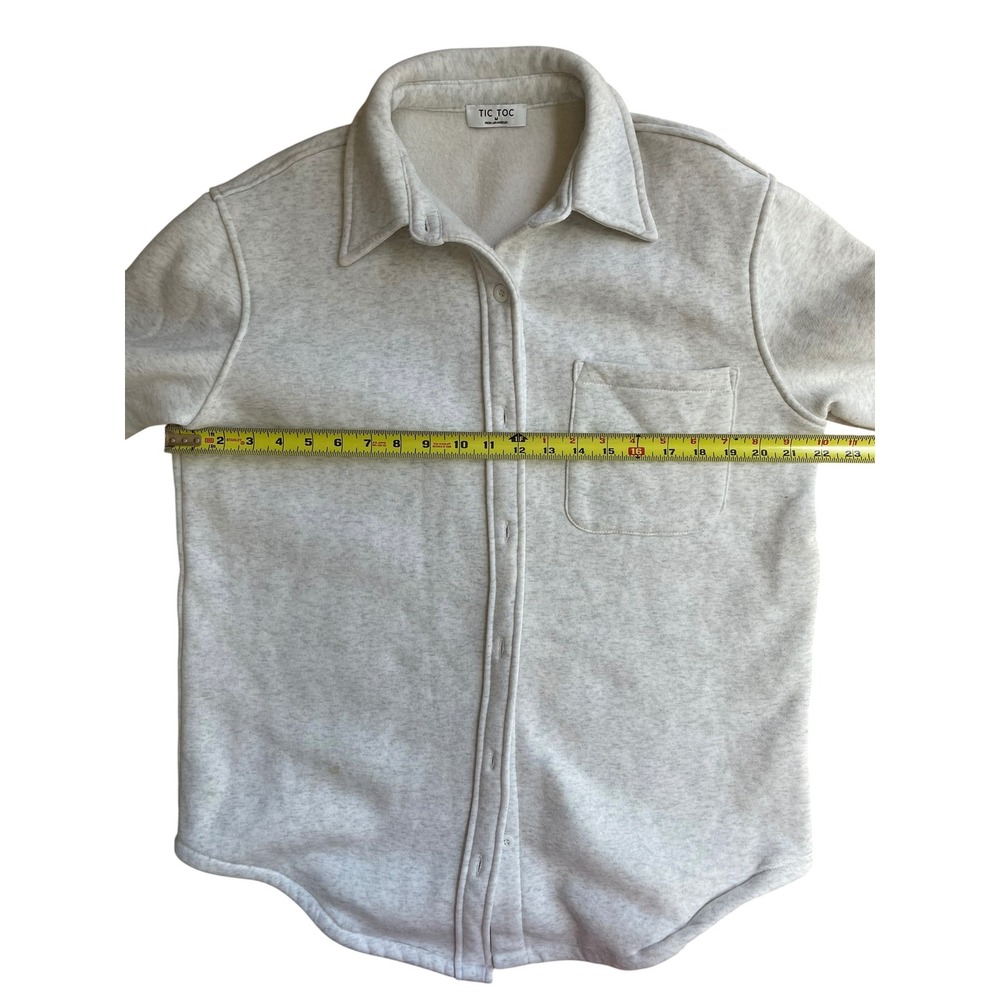 Tic Toc Los Angeles Womens Grey Heather Fleece Button Down Shacket Shirt M - Picture 4 of 6